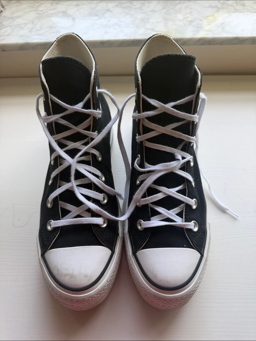 Converse Black High Top Platform Sneakers